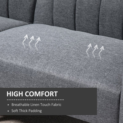 HOMCOM 3 Seater Sofa Bed, Convertible Linen Fabric Sofa Couch, Click Clack Sofabed with Adjustable Split Backrest for Living Room, Bedroom, Guest Room, Grey 
