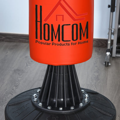 HOMCOM 155-205cm 3-IN-1 Freestanding Boxing Punching Bag Stand, Boxing Speed Trainer with Rotating Flexible Arm, Speed Ball, Fillable Base, Red 