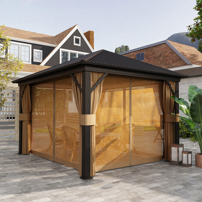 Outsunny 3.6 x 3(m) Aluminium Frame Hardtop Gazebo, with Accessories 