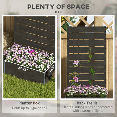 Outsunny 34 x 69.5cm Garden Planter Box, with Back Trellis, Black 