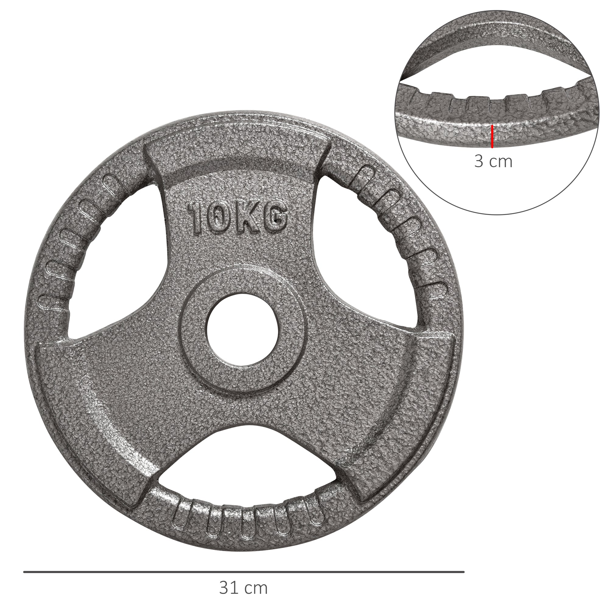HOMCOM Set of 2 Cast Iron Weight Plates for 2"/5cm Hole Dumbbell Handle Bar, Barbell Weight 2 x 10kg 