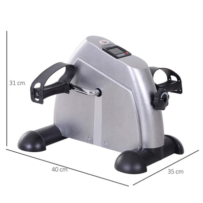 HOMCOM Mini Exercise Bike, Portable Pedal Exerciser, Under Desk Bike with LCD Display for Legs and Arms Training, Silver Tone 