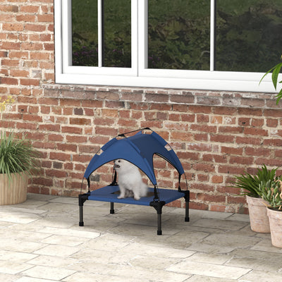 PawHut Cooling Raised Pet Bed w/ Washable Breathable Mesh, for Mini Small Dogs, 61 x 46 x 63cm - Dark Blue 