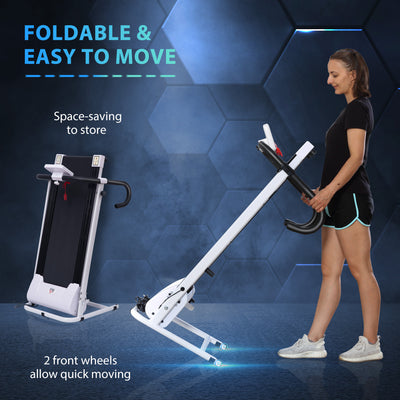 HOMCOM 1.25HP Motorised Electric Treadmill, 10km/h Folding Running Machine, Gym Fitness Exercise with LCD Monitor, White 