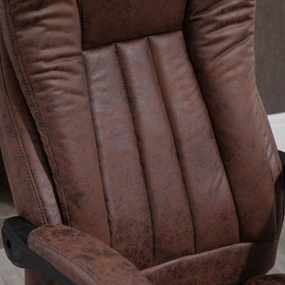Vinsetto Home Office Chair Microfibre Desk Chair with Reclining Function Armrests Swivel Wheels Footrest Brown 
