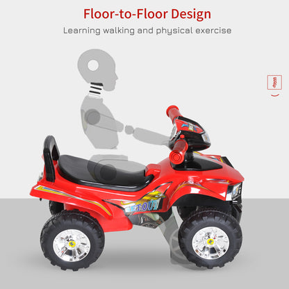 HOMCOM Kids Children Ride-on Toy Off Road Style Quad Bike Racing Car NO POWER 4 Wheels Horn Music Red 