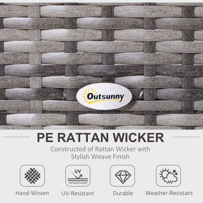 Outsunny 5 Pieces Rattan Garden Furniture Set, 4 Seater Half-Round Garden Sofa Set with Thickened Cushions, Wicker Conservatory Furniture with 4 Chairs, Rattan Coffee Table and Pillows, Grey 