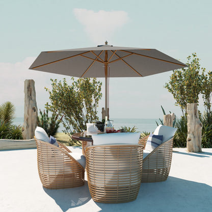 Outsunny 2.5m Wood Garden Parasol Sun Shade Patio Outdoor Wooden Umbrella Canopy Light Grey 