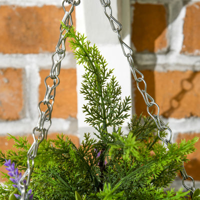 Outsunny Set of Two Artificial Hanging Lavender Flower Pots - Purple 