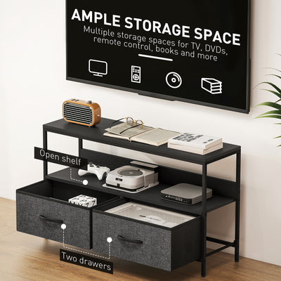 HOMCOM TV Stand Cabinet with 2 Foldable Drawers - Black 