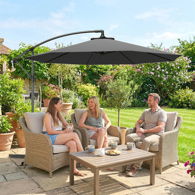 Outsunny 3m Overhanging Cantilever Parasol, with Cross Base - Grey 