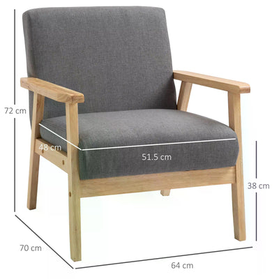 HOMCOM Minimalistic Wooden Frame Accent Chair, with Padded Seat 