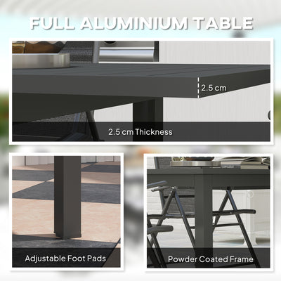 Outsunny Aluminium Extending Garden Table with Slatted Top for 6-8 Person, 160/220 x 90 x 73 cm, Grey 