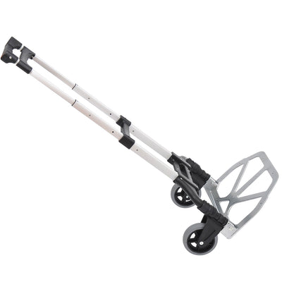 HOMCOM Aluminium Folding Hand Truck Trolley, Heavy Duty Foldable Sack Cart with Adjustable Telescoping Handle, 70KG Load Capacity 