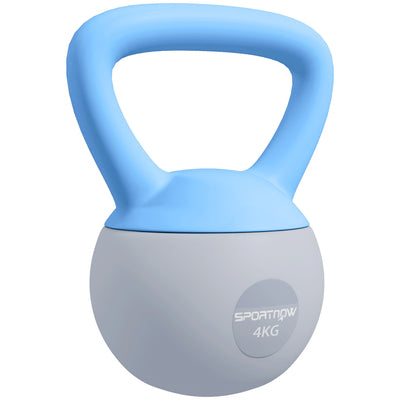 SPORTNOW 4KG Soft Kettlebell, Kettlebell with Non-Slip Handle for Home Gym, Weight Lifting, Strength Training, Light Blue/Grey 