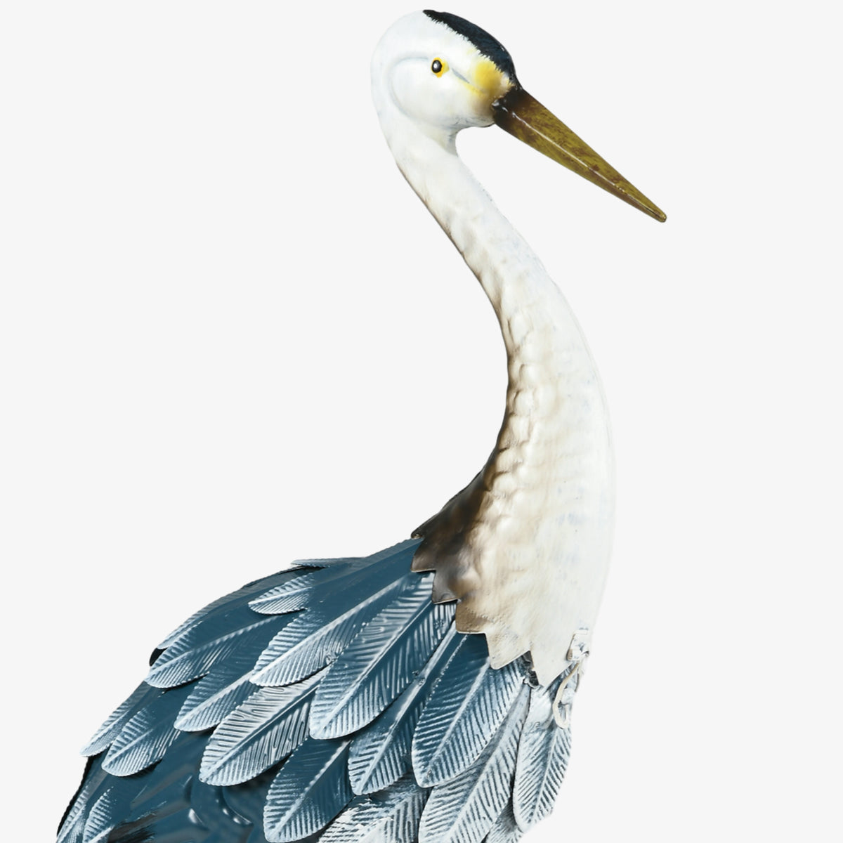 Outsunny Heron Garden Statues, Standing Garden Ornament, Metal Garden Gift with Stakes, Blue & White 
