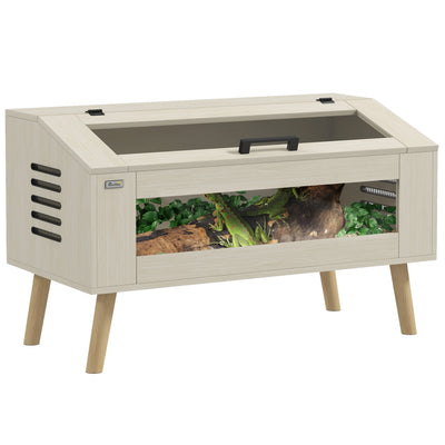 PawHut 140L Vivarium for Snakes, Lizards, Horned Frogs, Chameleons, Hamsters, Gerbils with Tempered Glass Windows 