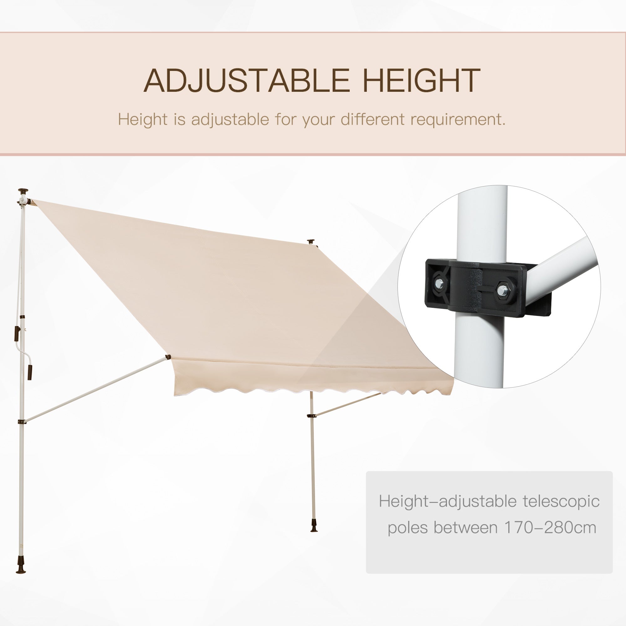 Outsunny 3x1.5m  Adjustable Outdoor Aluminium Frame Awning Beige 