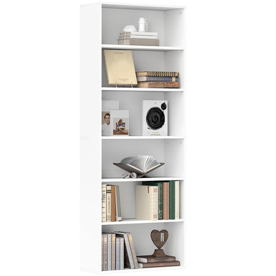 HOMCOM Six Shelf Bookcase - White 