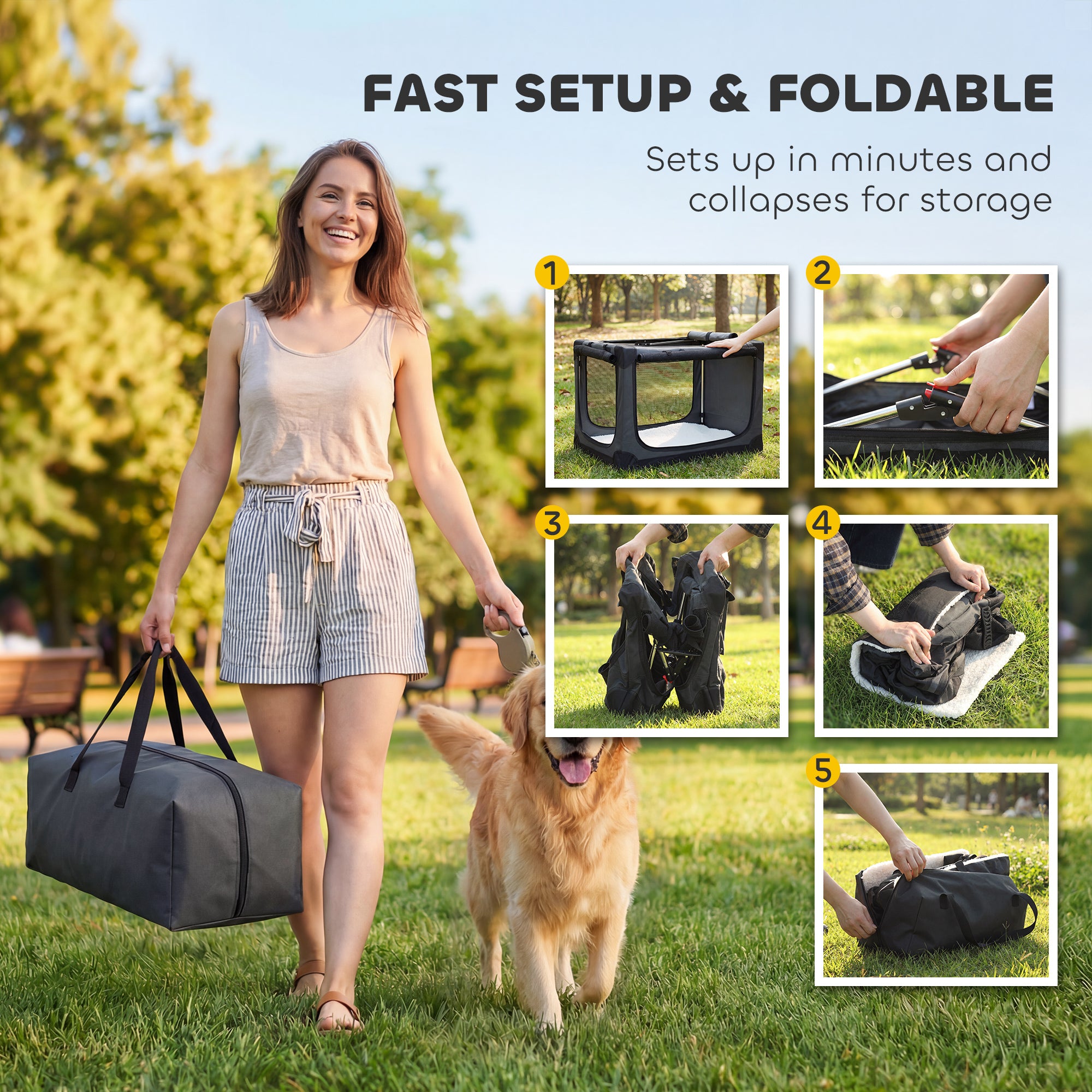 PawHut Soft Dog Crate Pet Travel Crate 90 x 64 x 64 cm with Removable Pad Mesh Window Army Green 