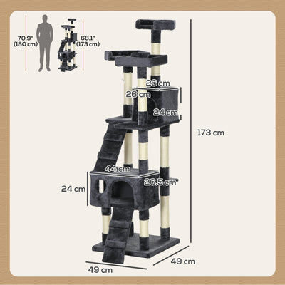PawHut Cat Tree Scratching House, Activity Play Centre 