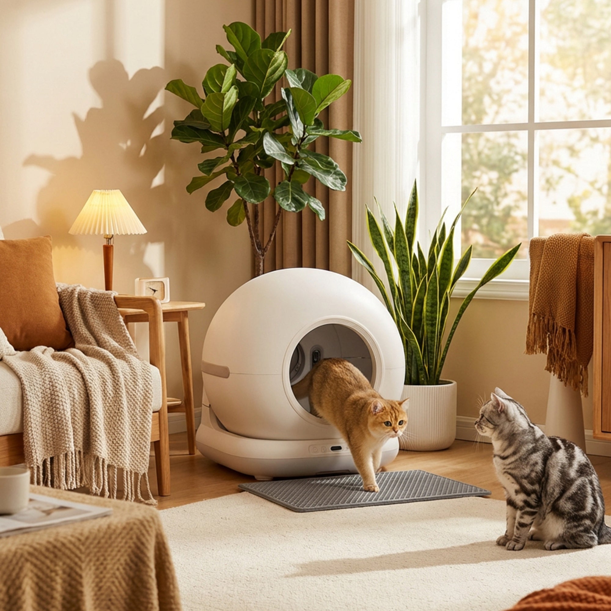 PawHut 72L Self Cleaning Cat Litter Tray Automatic Cat Litter Box APP Control for Multiple Cats 