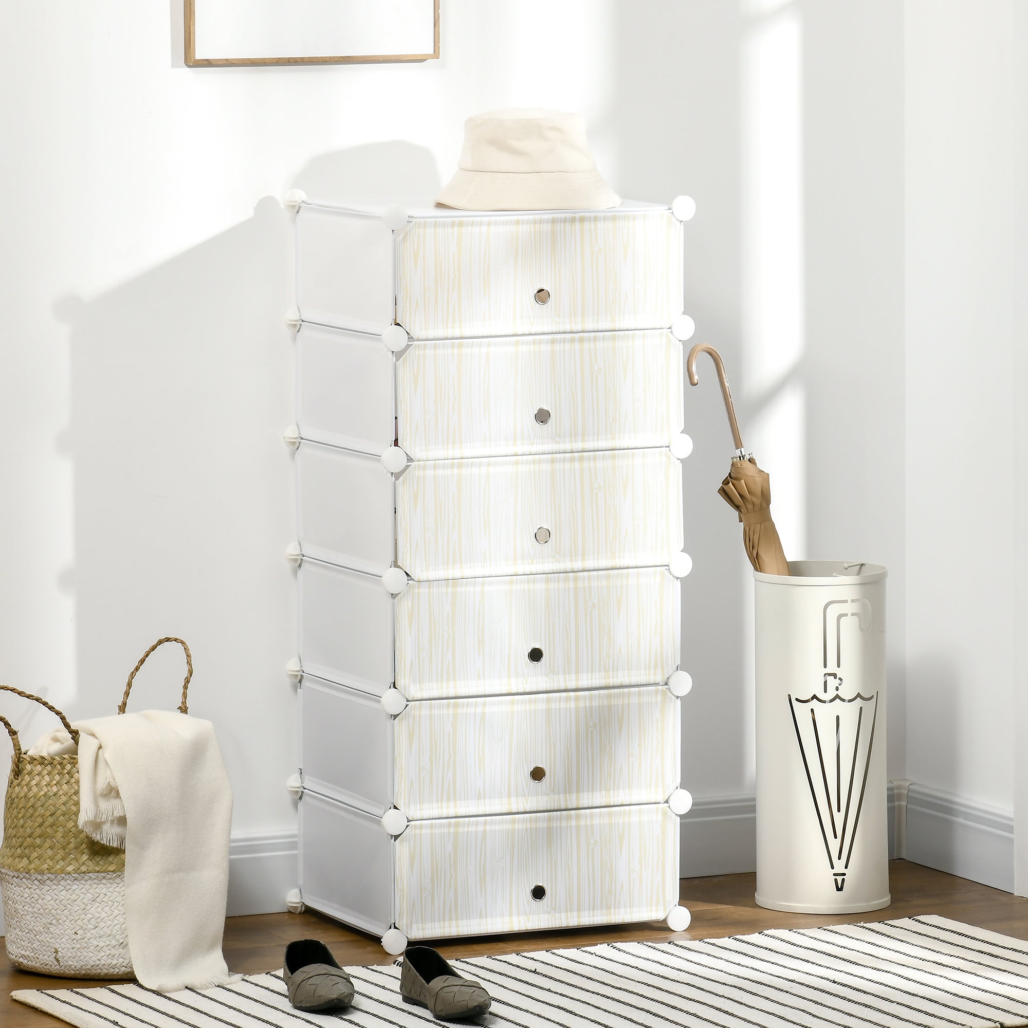 HOMCOM Six Cube Modular Storage Storage Unit - White 