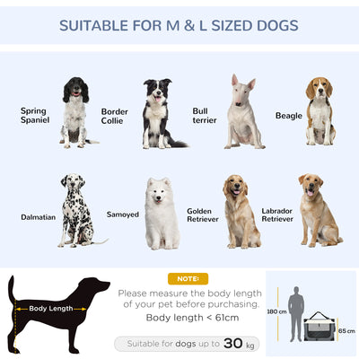 PawHut 91cm Foldable Pet Carrier, with Cushion, for Large Dogs and Cats - Grey 