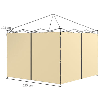 Outsunny Set of Two 3 x 3(m) Replacement Zipped Gazebo Walls - Beige 