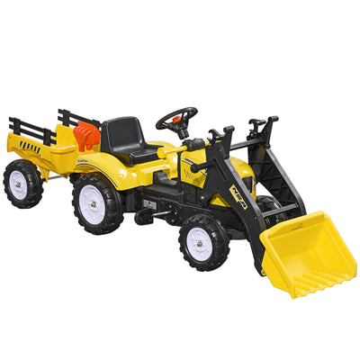 HOMCOM Kids Pedal Go Kart Excavator-Yellow 