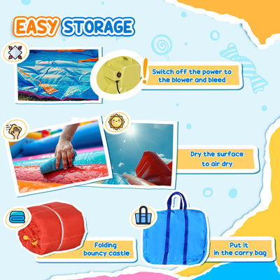 Outsunny 4 in 1 Bouncy Castle, with Slide, Pool, Trampoline, Climbing Wall, Blower - Multicoloured 