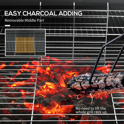 Outsunny Steel Charcoal BBQ, with Ash Catcher and Warming Rack 
