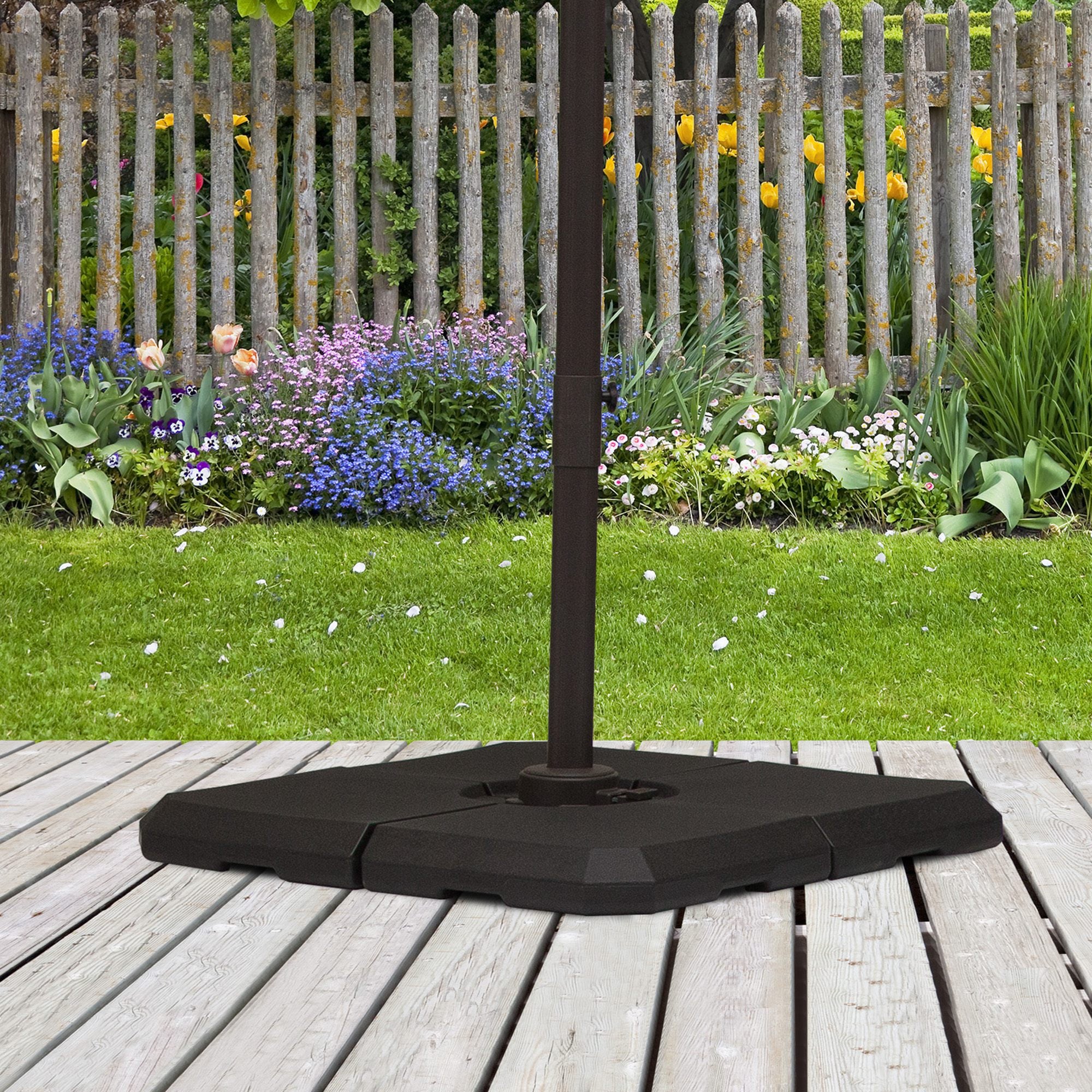 Outsunny Set of 4 Parasol Base Stand Weights for Cantilever Parasols, Water and Sand Filled, Up to 120kg, Black 