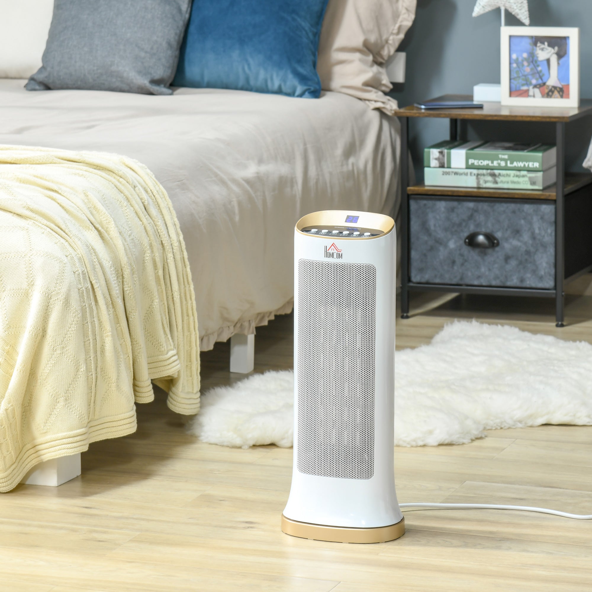 HOMCOM 2000W Electric Heater, PTC Ceramic Portable Fan Heater with Overheating & Tip-Over Protection, 45° Oscillating Energy Efficient Electric Heater for Home, Office, Study, Bedroom