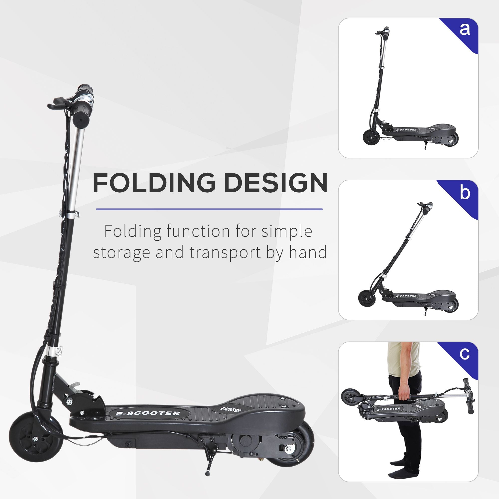 HOMCOM Folding Kids Electric Scooter Ride on Toy, Age 7-14-Black 