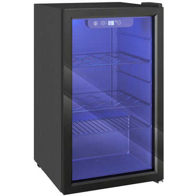 HOMCOM 24 Bottle Wine Cooler, 68 Litre Capacity, 4-16°C Freestanding Drinks Beer Wine Fridge with Glass Door, Black 