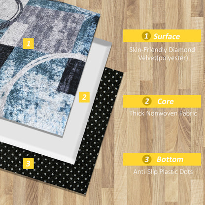 HOMCOM Blue Geometric Rug, Modern Area Rugs Large Carpet for Living Room, Bedroom, Dining Room, 160x230 cm 