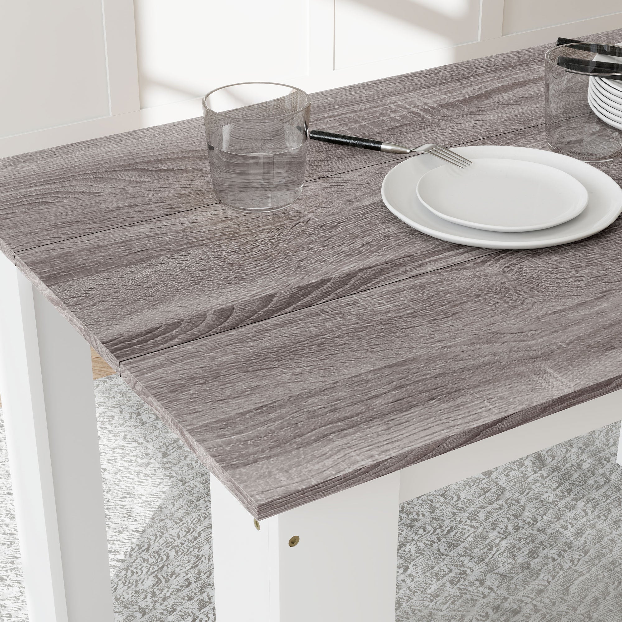HOMCOM Dining Table for 4-6 People, Kitchen Table with Wood Effect for Dining Room, Grey 