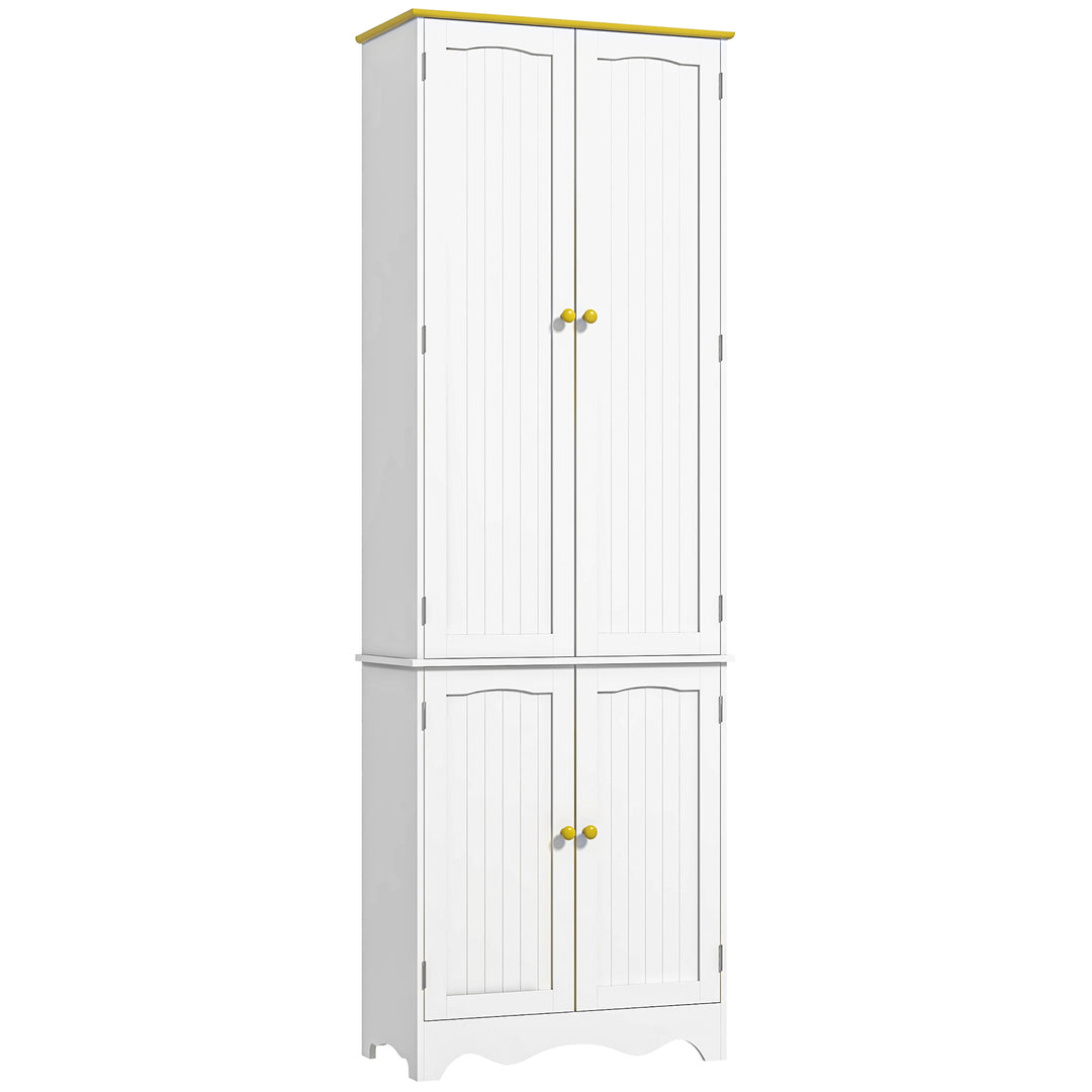 HOMCOM Freestanding 4-Door Kitchen Cupboard, Storage Cabinet Organizer with 4 Shelves, White 