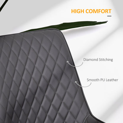HOMCOM Set Of 2 Quilted PU Leather Dining Chairs with Metal Frame 4 Legs Foot Caps Home Seating Modern Stylish Executive Grey 