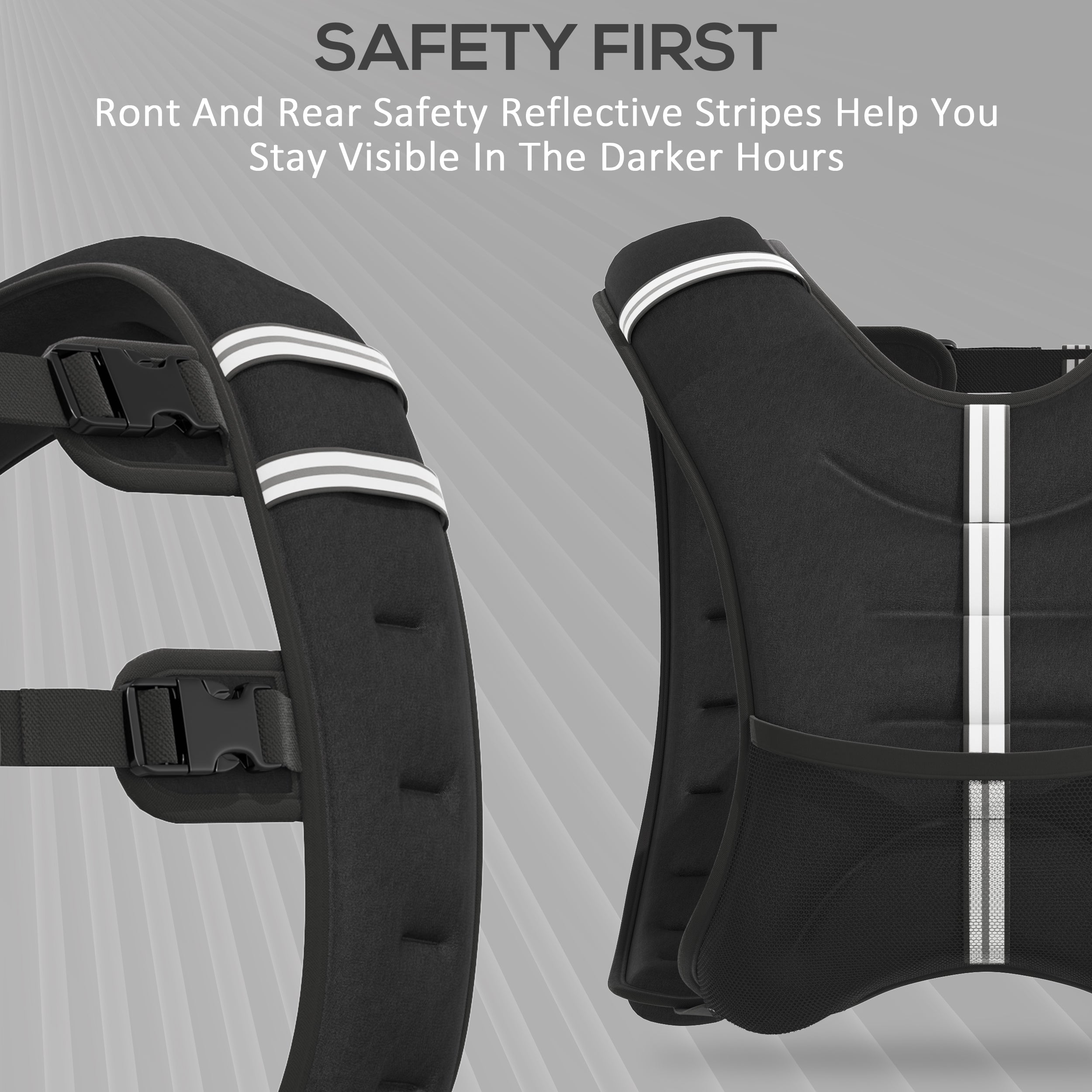 HOMCOM 8KG Weighted Vest, Running Weight Vest with Adjustable Strap, Convenient Pocket and Reflective Strips for Men and Women 