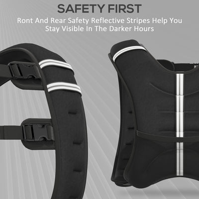 HOMCOM 8KG Weighted Vest, Running Weight Vest with Adjustable Strap, Convenient Pocket and Reflective Strips for Men and Women 
