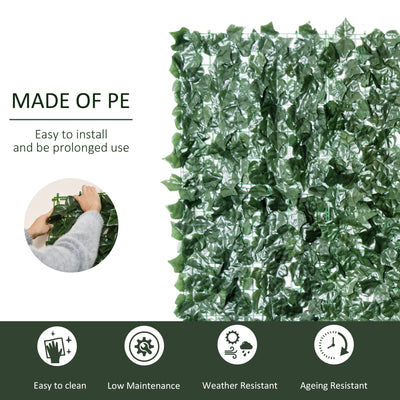 Outsunny 1-Piece Artificial Leaf Hedge Screen Privacy Fence Panel for Garden Outdoor Indoor Decor, Dark Green, 3M x 1.5M 