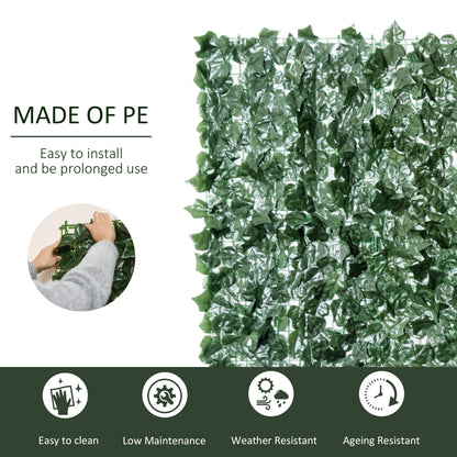 Outsunny 1-Piece Artificial Leaf Hedge Screen Privacy Fence Panel for Garden Outdoor Indoor Decor, Dark Green, 3M x 1.5M 