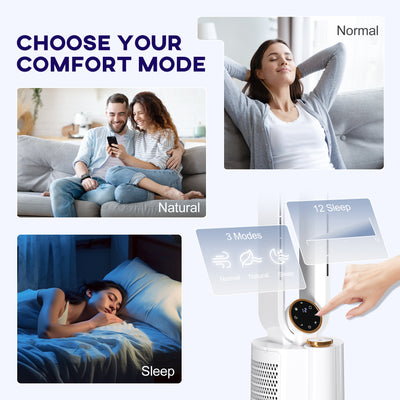 HOMCOM Multi-Mode Bladeless Tower Fan and Humidifier - White 
