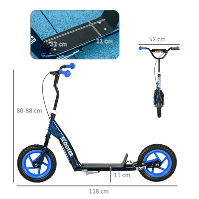 AIYAPLAY Kids Scooter with Adjustable Handlebar, Children's Kick Scooter with Non-slip Footplate, Rear Brake, Kickstand, Blue 
