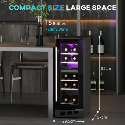 HOMCOM 16 Bottle Dual Zone 5-18\'e2\'84\'83 Wine Fridge - Black
