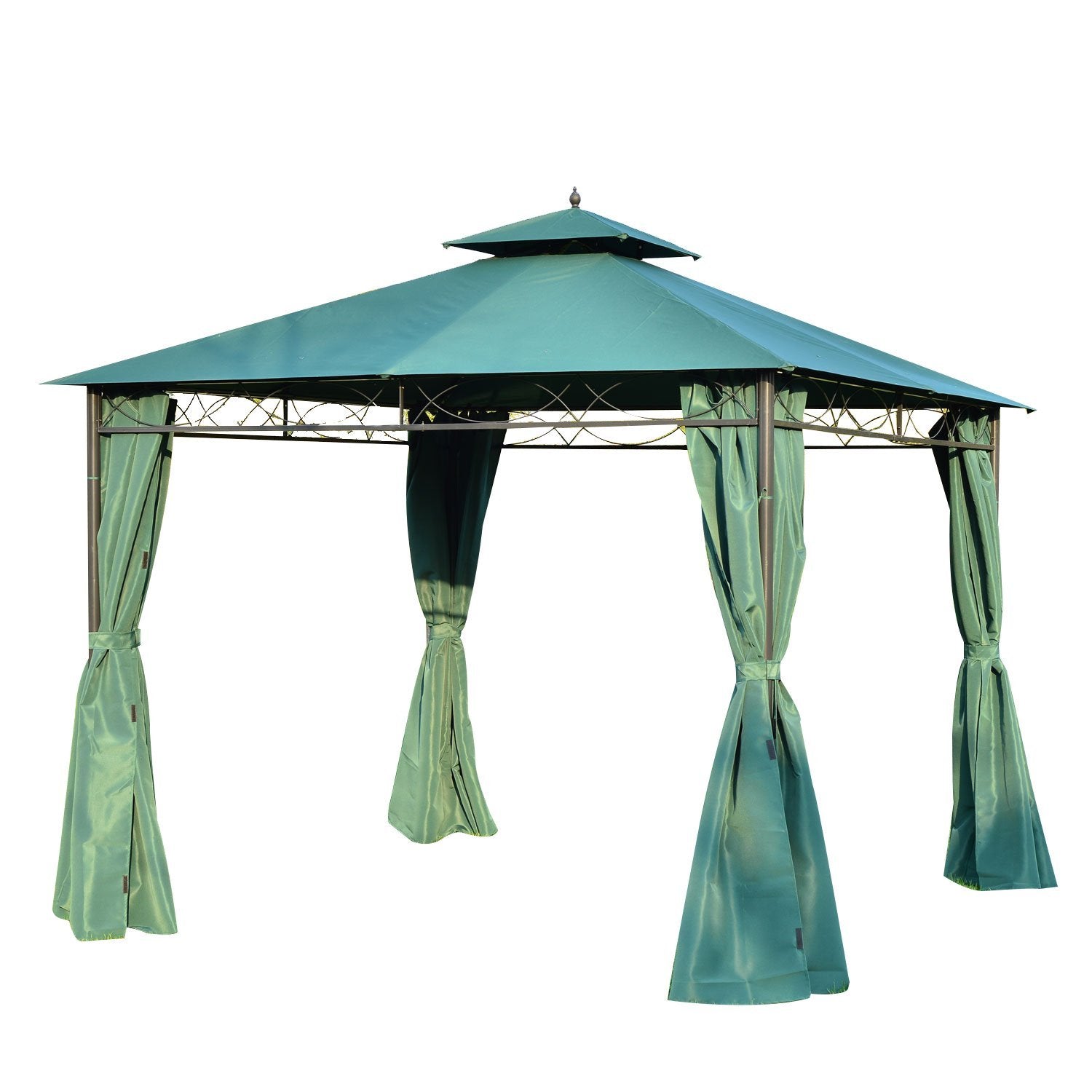 Outsunny 3(m) x 3(m) Metal Garden Gazebo Marquee Party Tent Patio Canopy Pavilion + Sidewalls - Green 