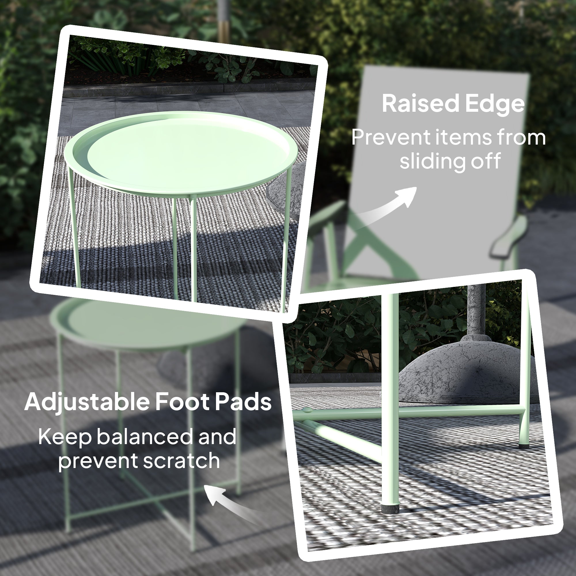Outsunny Steel Removable Tray Top Garden Table - Green 