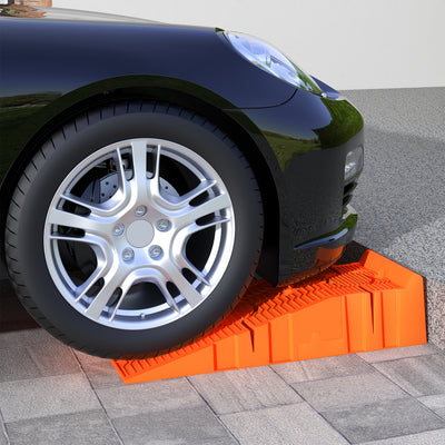 DURHAND 2 Pieces Car Ramps Heavy Duty 5 Ton Motorhome Levelling Ramps, Plastic Garage Workshop Car Lift, Portable Automotive Vehicle Campervan Car Ramp, Orange 